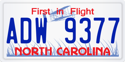NC license plate ADW9377