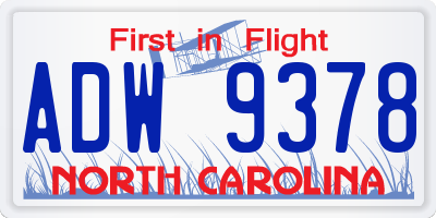 NC license plate ADW9378