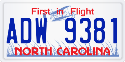 NC license plate ADW9381