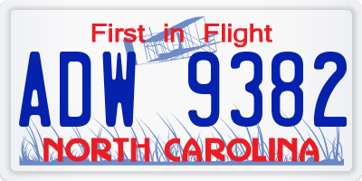 NC license plate ADW9382