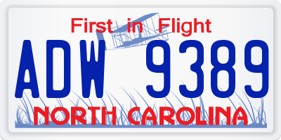 NC license plate ADW9389