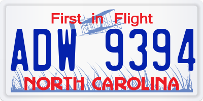 NC license plate ADW9394