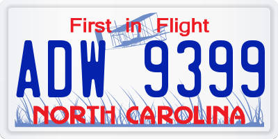 NC license plate ADW9399