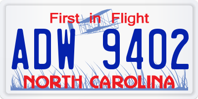 NC license plate ADW9402