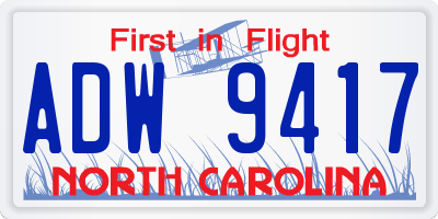NC license plate ADW9417