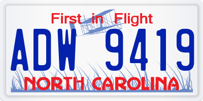 NC license plate ADW9419