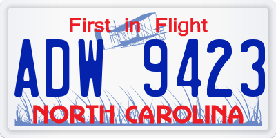 NC license plate ADW9423