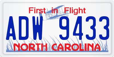 NC license plate ADW9433