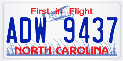 NC license plate ADW9437
