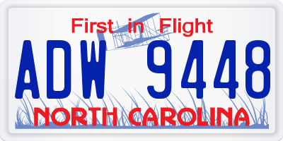 NC license plate ADW9448