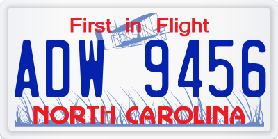 NC license plate ADW9456