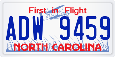 NC license plate ADW9459