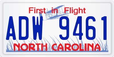 NC license plate ADW9461