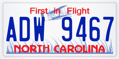 NC license plate ADW9467
