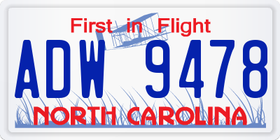 NC license plate ADW9478