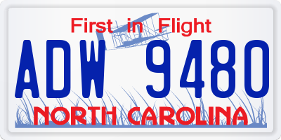 NC license plate ADW9480