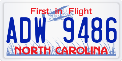 NC license plate ADW9486