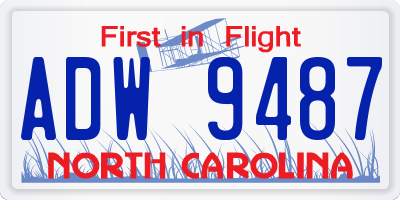 NC license plate ADW9487