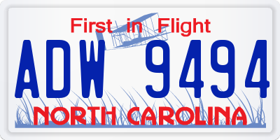 NC license plate ADW9494