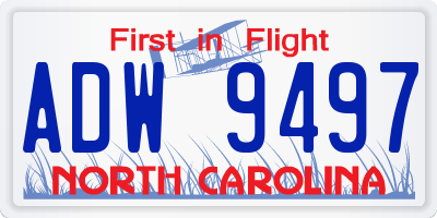 NC license plate ADW9497