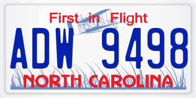 NC license plate ADW9498