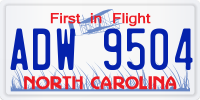 NC license plate ADW9504