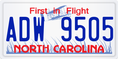 NC license plate ADW9505