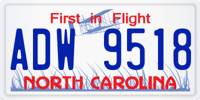 NC license plate ADW9518