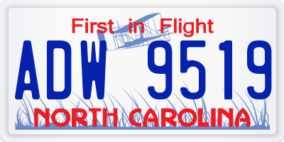 NC license plate ADW9519