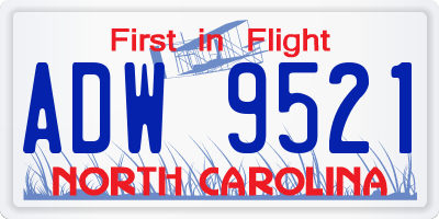 NC license plate ADW9521