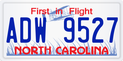 NC license plate ADW9527