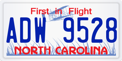 NC license plate ADW9528