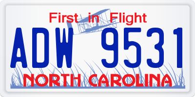 NC license plate ADW9531