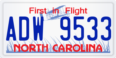 NC license plate ADW9533
