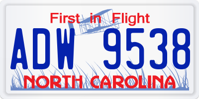 NC license plate ADW9538