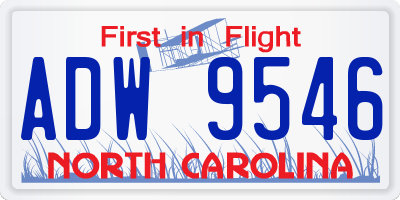 NC license plate ADW9546