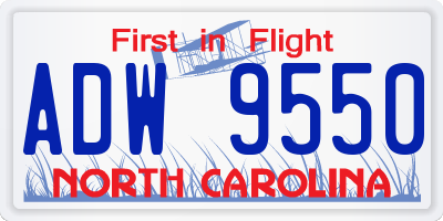 NC license plate ADW9550