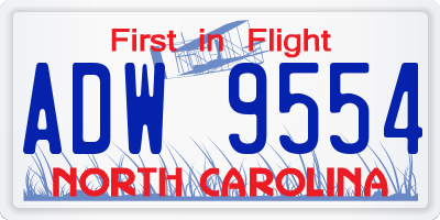 NC license plate ADW9554