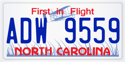 NC license plate ADW9559