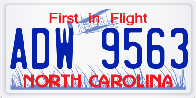 NC license plate ADW9563