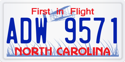 NC license plate ADW9571