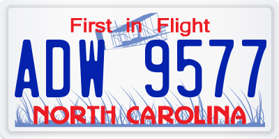 NC license plate ADW9577