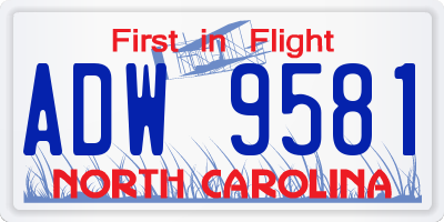 NC license plate ADW9581