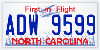 NC license plate ADW9599