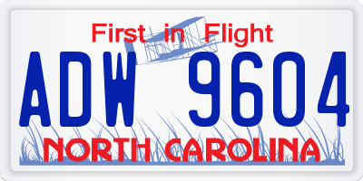 NC license plate ADW9604