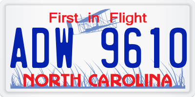 NC license plate ADW9610