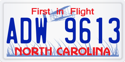 NC license plate ADW9613