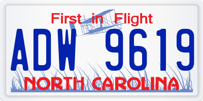 NC license plate ADW9619