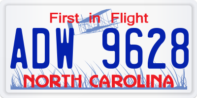 NC license plate ADW9628