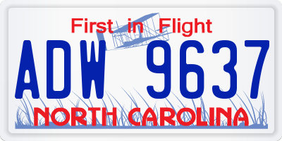 NC license plate ADW9637